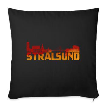Hanseatic City of Stralsund Silhouette Skyline Ozeaneum B - Sofa pillowcase 17,3'' x 17,3'' (45 x 45 cm) - black - Front