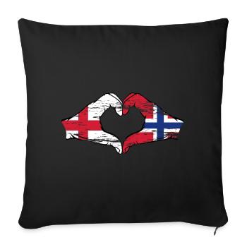 Angleterre Norvège drapeau mains forme coeur utilisé - Housse de coussin décorative 45 x 45 cm - noir - Devant