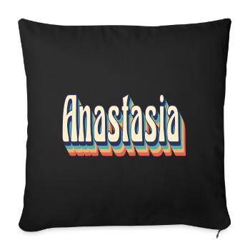 vintage rétro Anastasia t-shirt t-shirt - Housse de coussin décorative 45 x 45 cm - noir - Devant