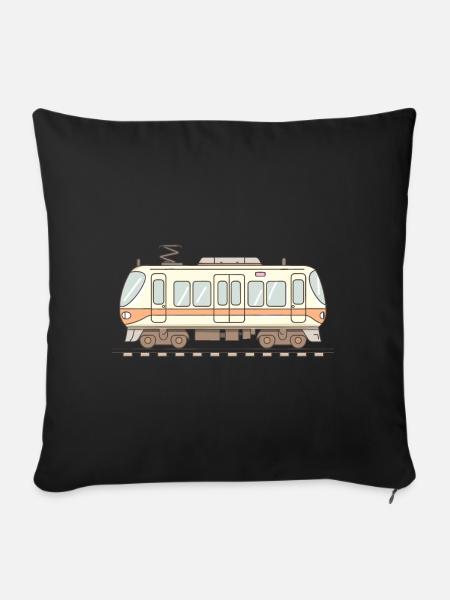 Eisenbahn Comic Look - Sofakissenbezug 45 x 45 cm - Schwarz