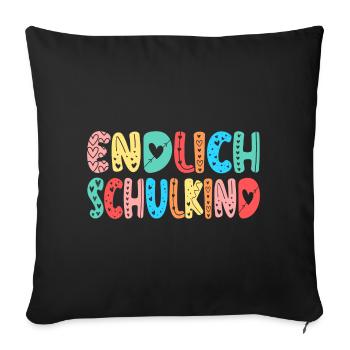 EINSCHULUNG ENDLICH SCHULKIND HERZ - Sofakissenbezug 45 x 45 cm - Schwarz - Vorne