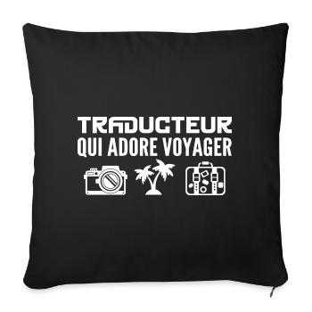 Voyageurs & Traducteurs : Passion & Découverte - Housse de coussin décorative 45 x 45 cm - noir - Devant