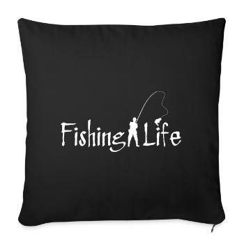 Fishing Life Logo Tee - Sofa pillowcase 17,3'' x 17,3'' (45 x 45 cm) - black - Front