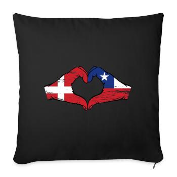 Denmark Chile Flag Hands Heart Shape Used - Sofa pillowcase 17,3'' x 17,3'' (45 x 45 cm) - black - Front