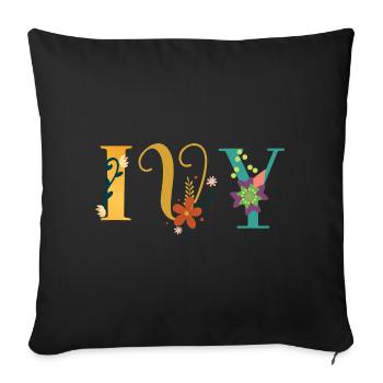 ART DU NOM EVO avec des fleurs brodées - Housse de coussin décorative 45 x 45 cm - noir - Devant