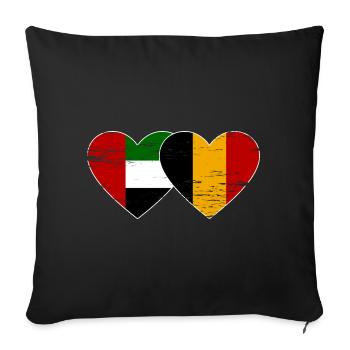 Émirats arabes unis Belgique Drapeau Coeur - Housse de coussin décorative 45 x 45 cm - noir - Devant
