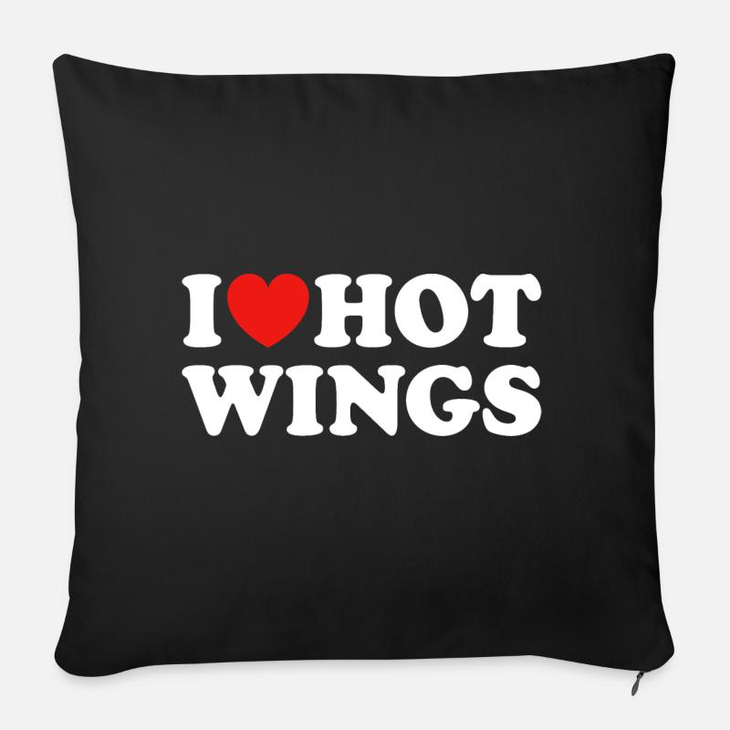 I love Hot Wings Chicken Wings - Sofakissenbezug 45 x 45 cm - Schwarz