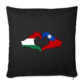 Hungary Taiwan Flag Hands Heart Shape - Sofa pillowcase 17,3'' x 17,3'' (45 x 45 cm) - black - Front