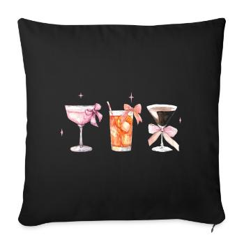Cocktails coquettes élégants avec thé Bows - Housse de coussin décorative 45 x 45 cm - noir - Devant