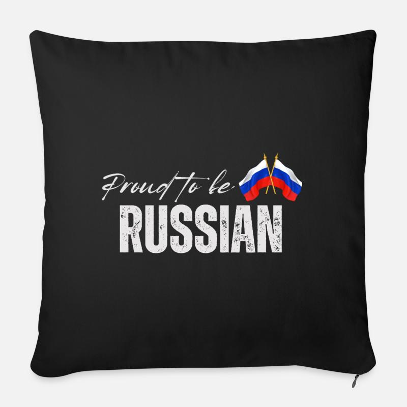 Fierté russe, fabriquée en Russie - Housse de coussin décorative 45 x 45 cm - noir