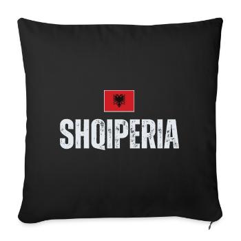 Fabriqué en Albanie, drapeau de l’Albanie - Housse de coussin décorative 45 x 45 cm - noir - Devant