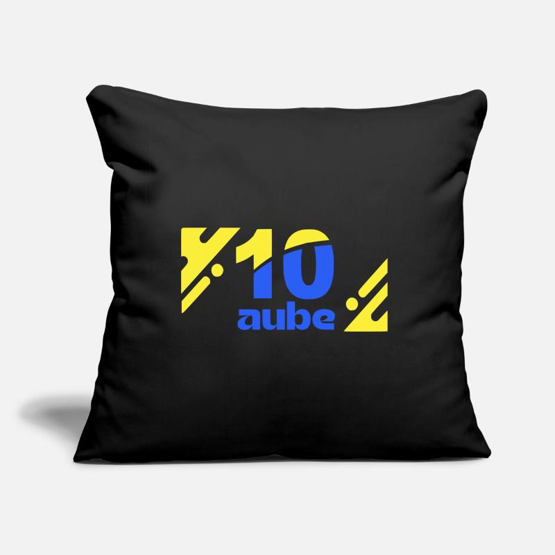 Dix Aube Logo Bleu Jaune Housse de coussin décorative 45 x 45 cm