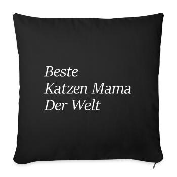 Beste Katzen Mama der Welt Lustiges Katzenlogo - Sofakissenbezug 45 x 45 cm - Schwarz - Vorne