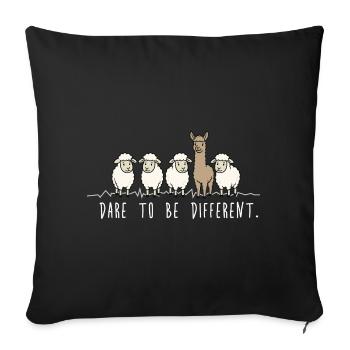 Dare to Be Different – Alpaca & Sheep Saying - Sofa pillowcase 17,3'' x 17,3'' (45 x 45 cm) - black - Front