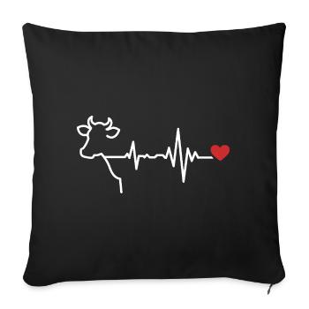 Cow heartbeat line design - Sofa pillowcase 17,3'' x 17,3'' (45 x 45 cm) - black - Front