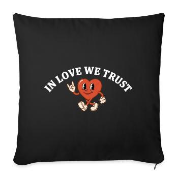 In Love We Trust – Retro Cartoon Heart Design - Sofa pillowcase 17,3'' x 17,3'' (45 x 45 cm) - black - Front