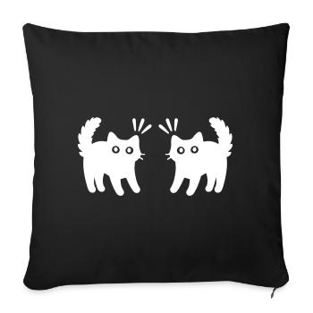 Chats Couple - Housse de coussin décorative 45 x 45 cm - noir - Devant