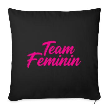 Team Feminin – Pink Girl Power Statement Design - Sofa pillowcase 17,3'' x 17,3'' (45 x 45 cm) - black - Front