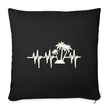 Vacances à la plage Heartbeat - Housse de coussin décorative 45 x 45 cm - noir - Devant