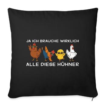 Hühnermama Ja ich brauche alle diese Hühner - Housse de coussin décorative 45 x 45 cm - noir - Devant