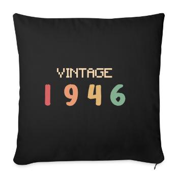 Vintage Watercolor 80 Years Octogenarian Party 1946 - Sofa pillowcase 17,3'' x 17,3'' (45 x 45 cm) - black - Front