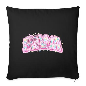 Mama Pastel Leopard – Groovy Varsity Style and Bow - Sofa pillowcase 17,3'' x 17,3'' (45 x 45 cm) - black - Front