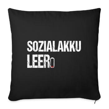 Sozialakku leer - Lustiger Spruch für Introverte - Sofakissenbezug 45 x 45 cm - Schwarz - Vorne