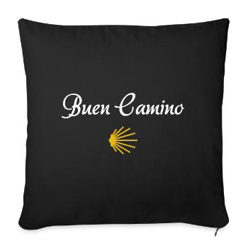 Buen Camino | Jakobsweg, Pilger, Santiago - Sofakissenbezug 45 x 45 cm - Schwarz - Vorne