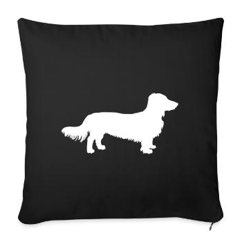 Langhaardackel Hund Dackel Geschenk Silhouette - Sofakissenbezug 45 x 45 cm - Schwarz - Vorne