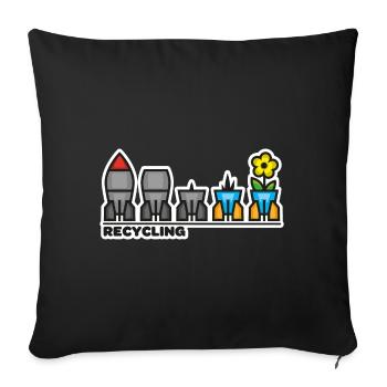 war, peace, flower - Sofa pillowcase 17,3'' x 17,3'' (45 x 45 cm) - black - Front
