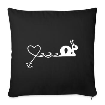 ancre maritime coeur escargot - Housse de coussin décorative 45 x 45 cm - noir - Devant