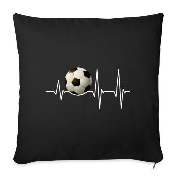 Cadeau de footballeur et amateur de rythme cardiaque - Housse de coussin décorative 45 x 45 cm - noir - Devant