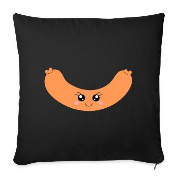 Saucisse à hot-dog kawaii - Housse de coussin décorative 45 x 45 cm - noir - Devant