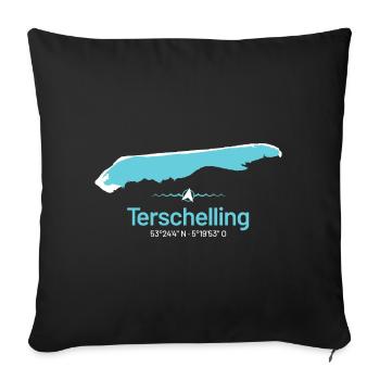 Terschelling | Design-Landkarte - Sofakissenbezug 45 x 45 cm - Schwarz - Vorne