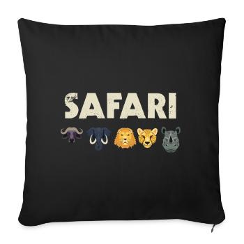 Safari Afrika Wildtiere Big Five Geschenk - Sofakissenbezug 45 x 45 cm - Schwarz - Vorne