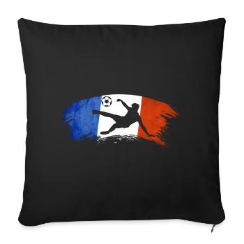 football France bleu blanc rouge foot - Housse de coussin décorative 45 x 45 cm - noir - Devant