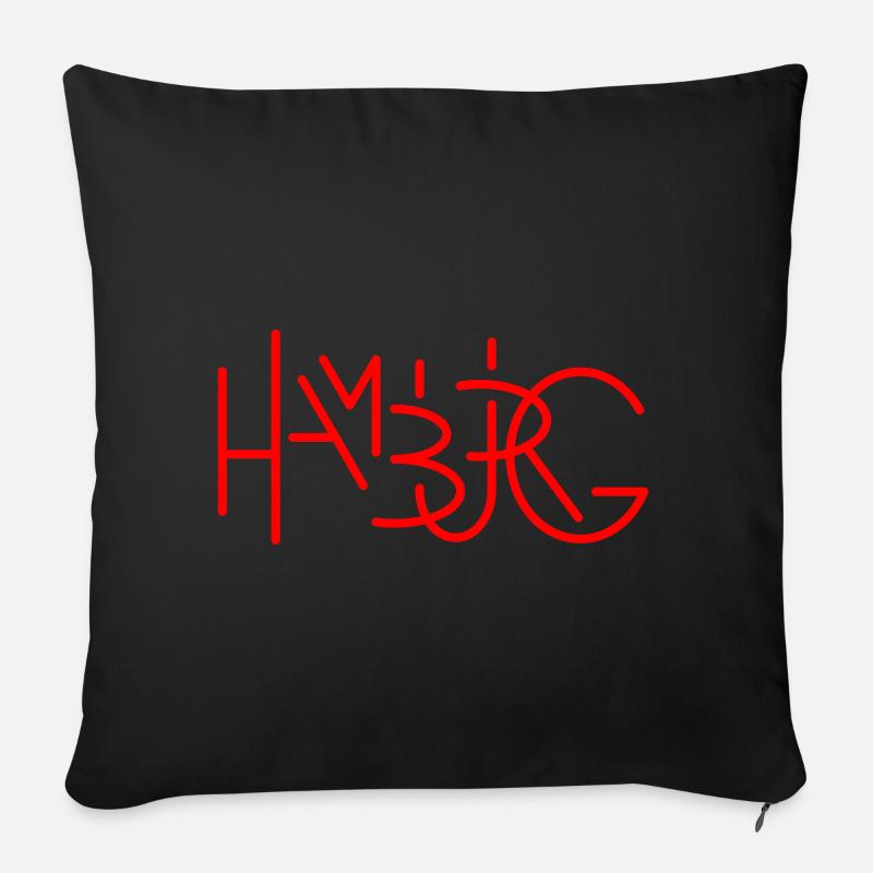 hambourg rouge - Housse de coussin décorative 45 x 45 cm - noir