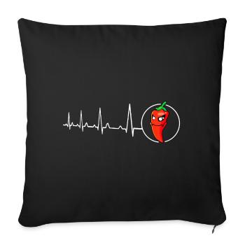 Heartbeat Chili Pepper Chili Pepper cook hot - Sofa pillowcase 17,3'' x 17,3'' (45 x 45 cm) - black - Front