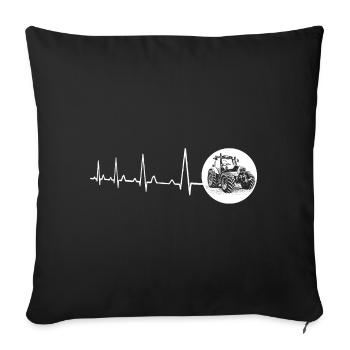 Heartbeat with circle tractor white - Sofa pillowcase 17,3'' x 17,3'' (45 x 45 cm) - black - Front