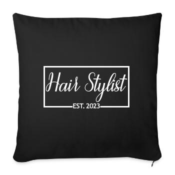 Friseur Est. 2023 Diplom-Friseurgeschenk - Sofakissenbezug 45 x 45 cm - Schwarz - Vorne