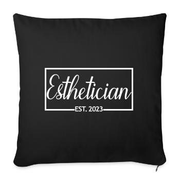 Esthéticienne Est. Cadeau d'esthéticienne diplômée 2023 - Housse de coussin décorative 45 x 45 cm - noir - Devant