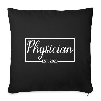 Médecin Est. 2023 Étudiant médecin diplômé - Housse de coussin décorative 45 x 45 cm - noir - Devant