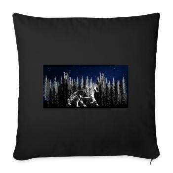 Wildnis Sternenhimmel Wildpferd Hengst Pferdenarr - Sofakissenbezug 45 x 45 cm - Schwarz - Vorne