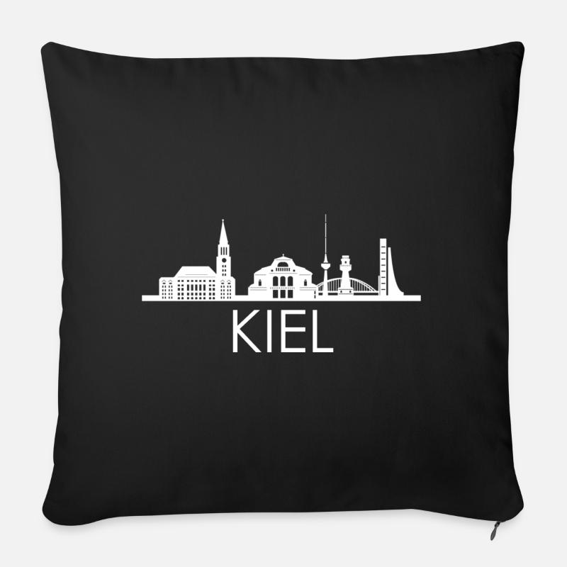 Die Stadt Kiel Skyline in Deutschland Germany - Sofakissenbezug 45 x 45 cm - Schwarz