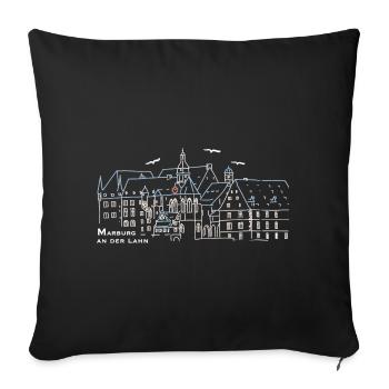 Marburg an der Lahn, Schloss, Hessen, Zeichnung - Sofakissenbezug 45 x 45 cm - Schwarz - Vorne