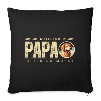 Meilleur Papa Chien Du Monde - Housse de coussin décorative 45 x 45 cm - noir - Devant
