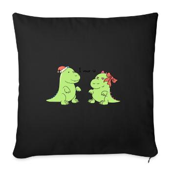 Petits dinosaures - I rawr u - Housse de coussin décorative 45 x 45 cm - noir - Devant