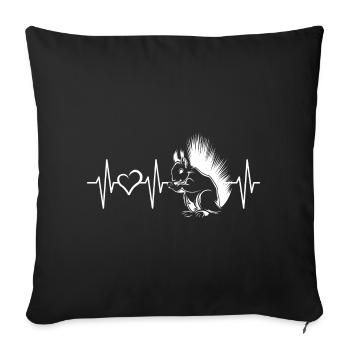 Squirrel pulse love forest animals heart icon icon - Sofa pillowcase 17,3'' x 17,3'' (45 x 45 cm) - black - Front