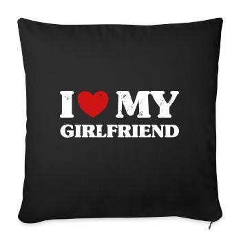 I LOVE MY GIRLFRIEND Cadeau Saint Valentin Homme - Housse de coussin décorative 45 x 45 cm - noir - Devant
