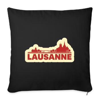 Lausanne Skyline Rétro - Housse de coussin décorative 45 x 45 cm - noir - Devant